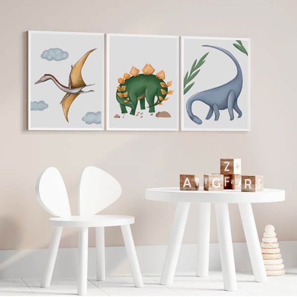 Billede af Lille Plakat Plakatsæt - 3 Dinosaurer - 3 Plakater