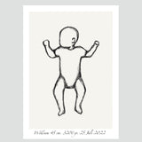 Fødselsplakat - Baby på ryggen - Sketch - Lille Plakat