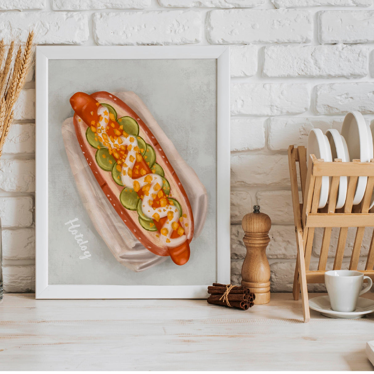 Pølse i brød / Hotdog Plakat - Lille Plakat