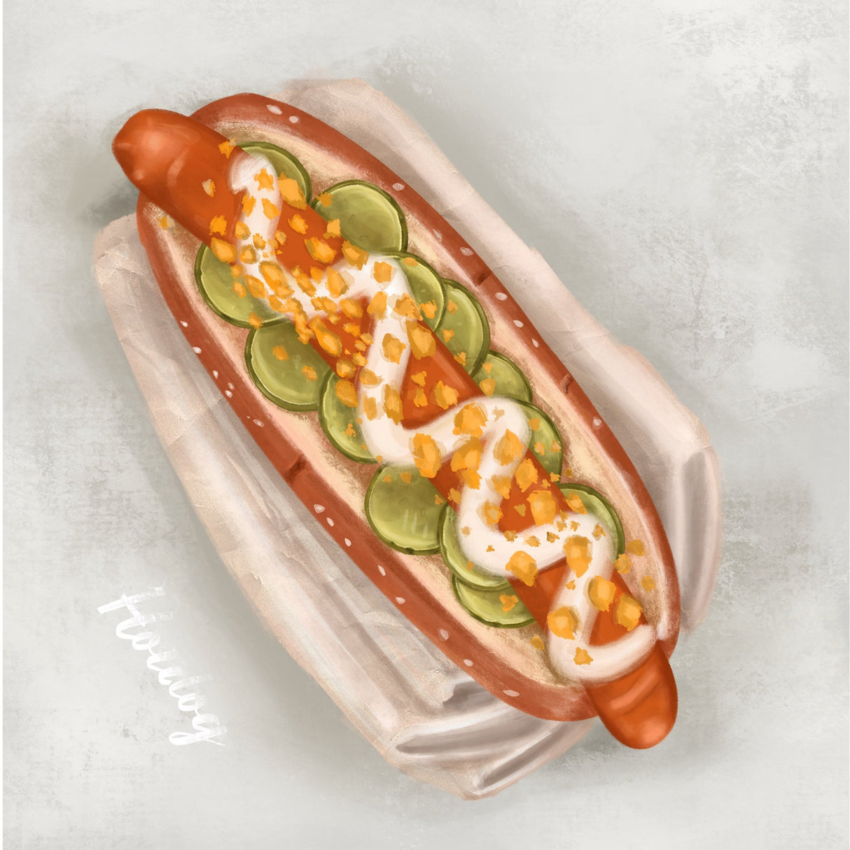 Pølse i brød / Hotdog Plakat - Lille Plakat