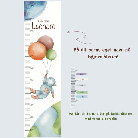 Astronaut & Balloner Højdemåler - Lille Plakat