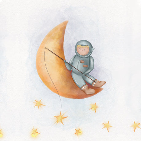 Astronaut På Månen Plakat - Lille Plakat
