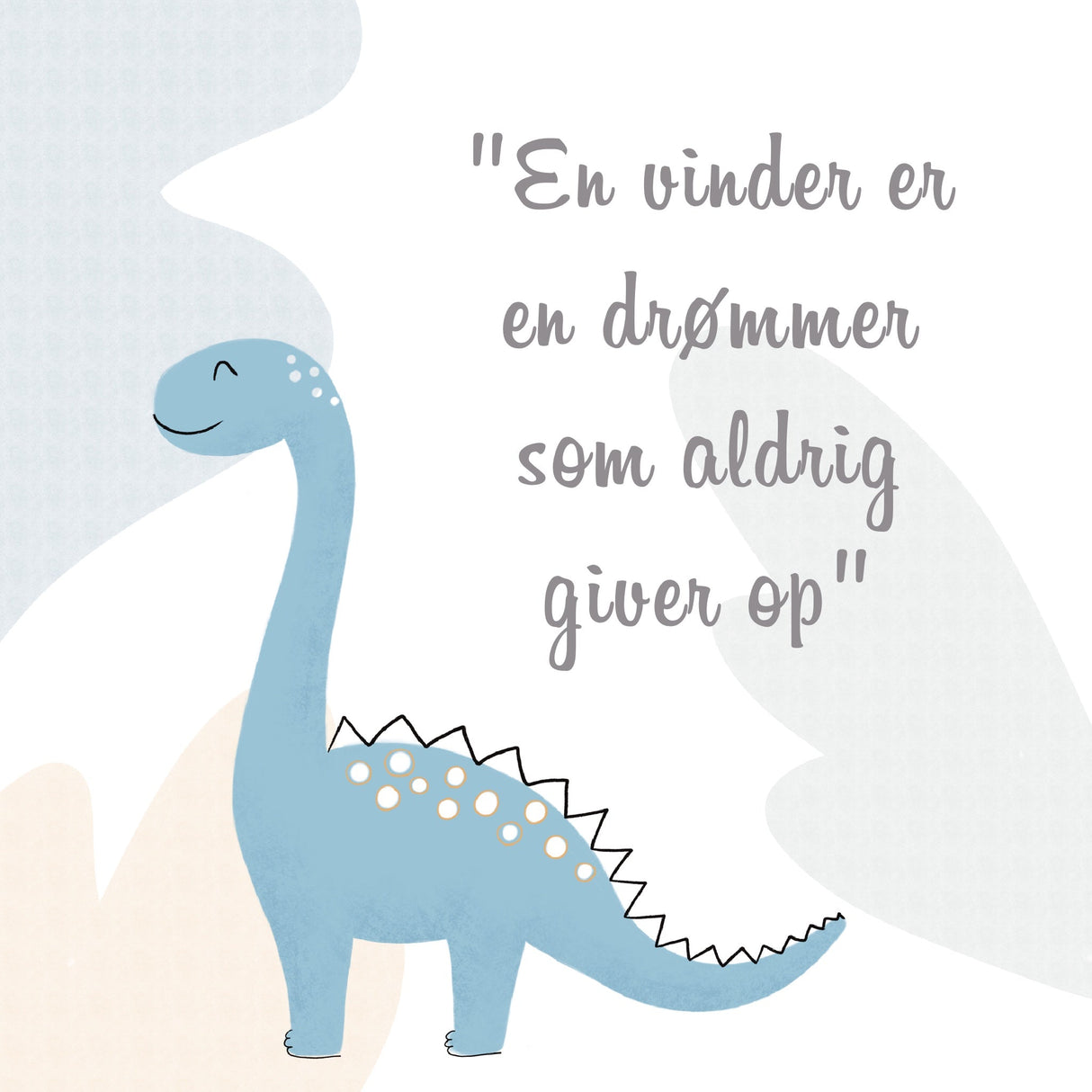 Dinosaur - Blå Langhals - Tekst Plakat - Lille Plakat