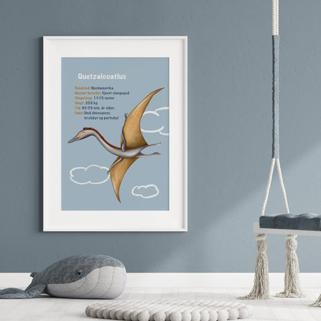 Dinosaur Plakat - Quetzalcoatlus - Med Infotavle - Lille Plakat