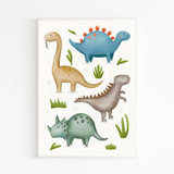 Dinosaur Verden Plakat - 4 Forskellige Dyr - Lille Plakat