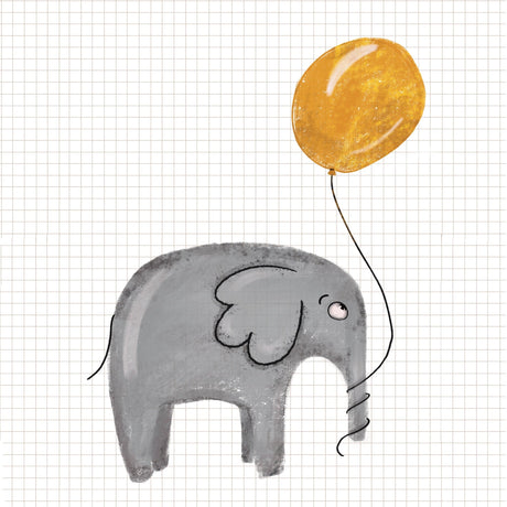Elefant Med Ballon Plakat - Lille Plakat