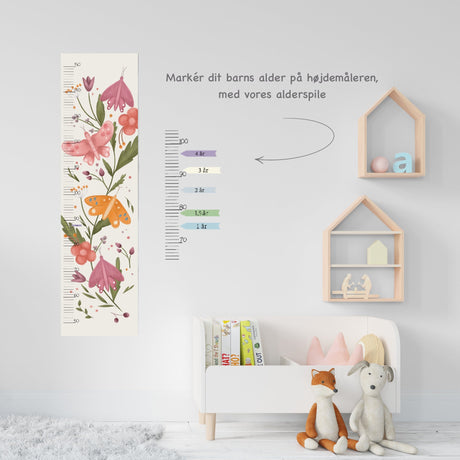 Højdemåler Plakat - Sommerfugle & Blomster - Lille Plakat
