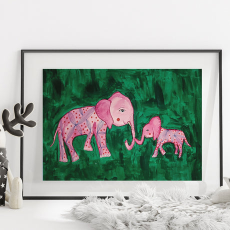 Mor & Barn Elefant Plakat - Studio Schack - Lille Plakat