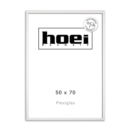 Plakatramme Til 50x70 Plakat - Plexi Eller Normal Glas - Hvid Træ - Lille Plakat